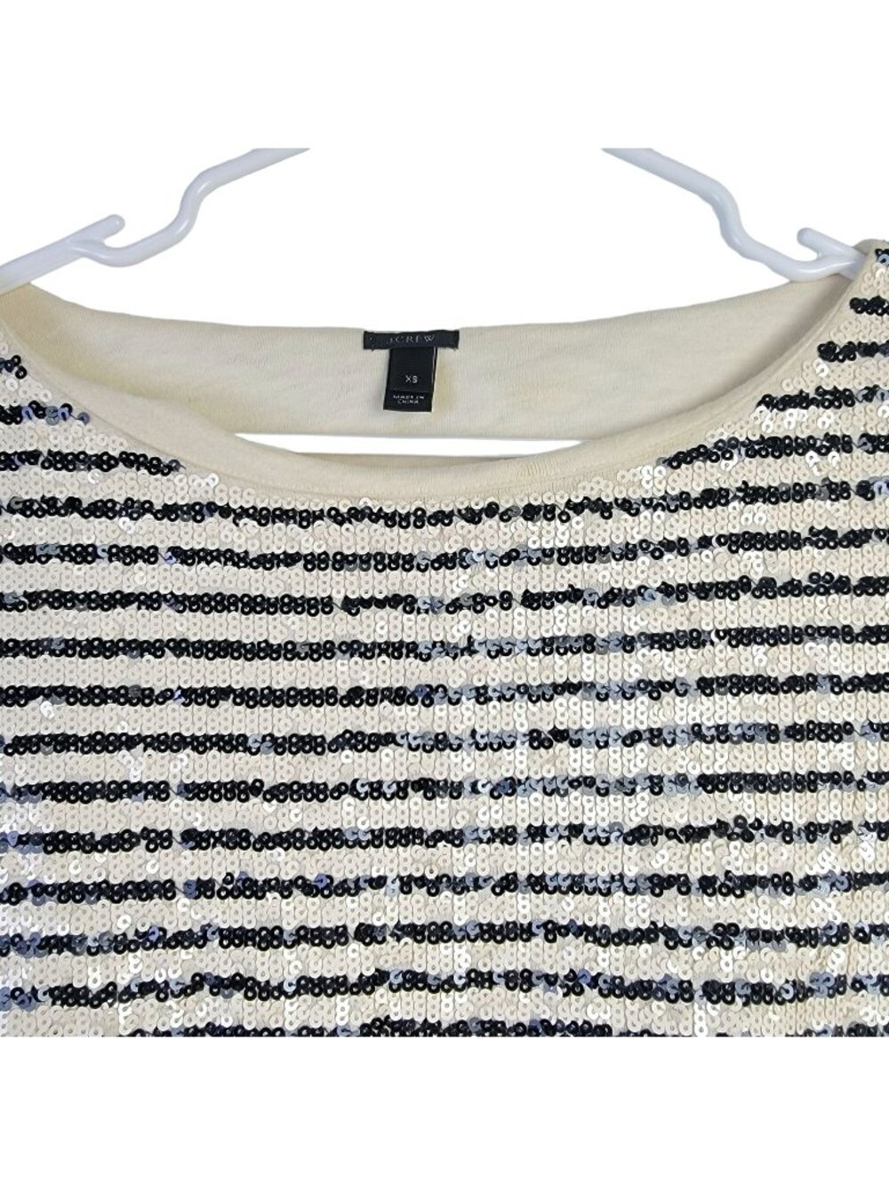 J. Crew Stripe Sequin Shirt Women XS Blouse Formal Top 0 2 Black Y2K Party Fun